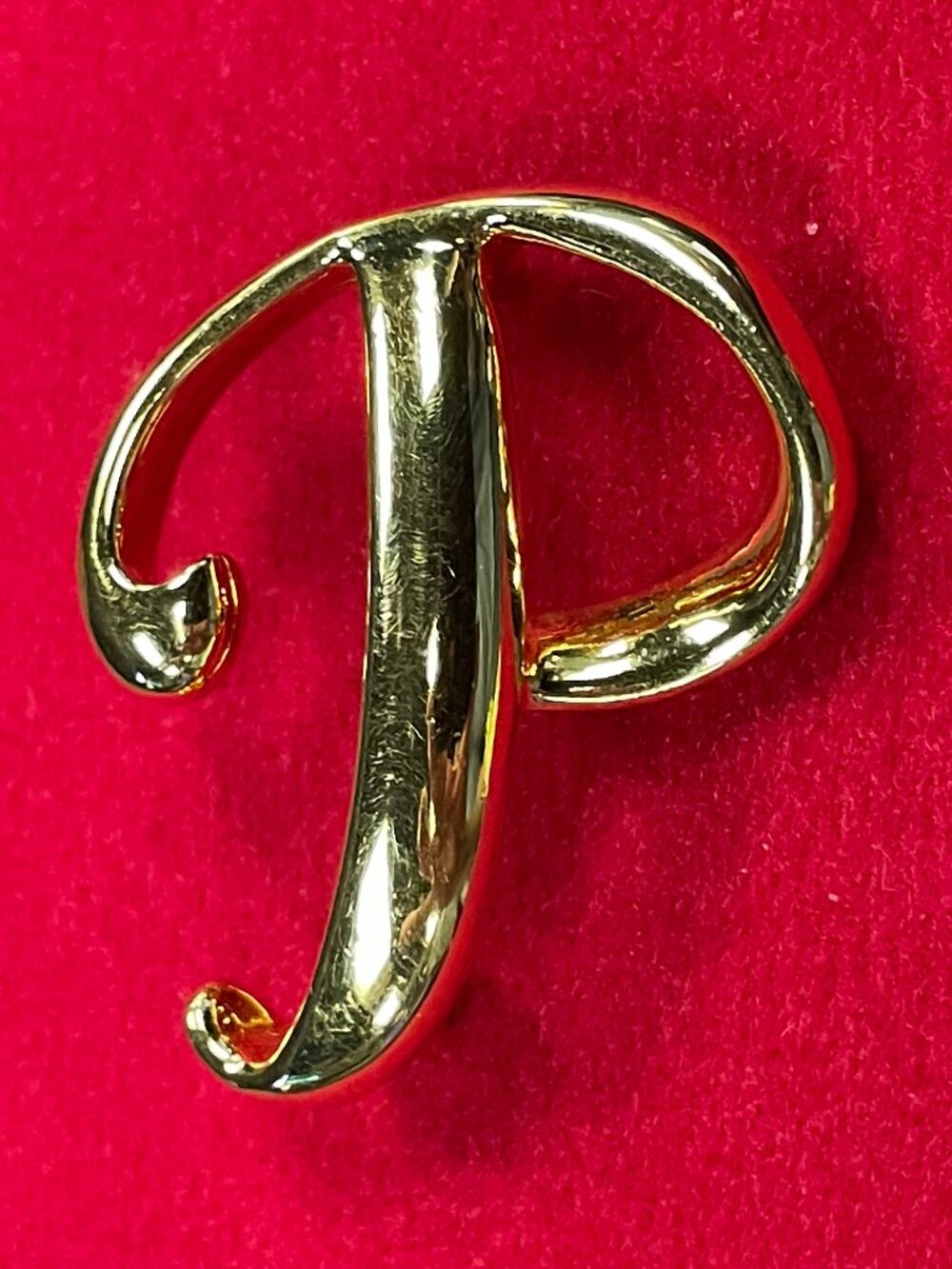 Vintage Signed ANNE KLEIN Gold-Tone Initial "P" Brooch